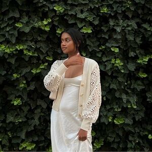 Cream Knit Cardigan Sweater